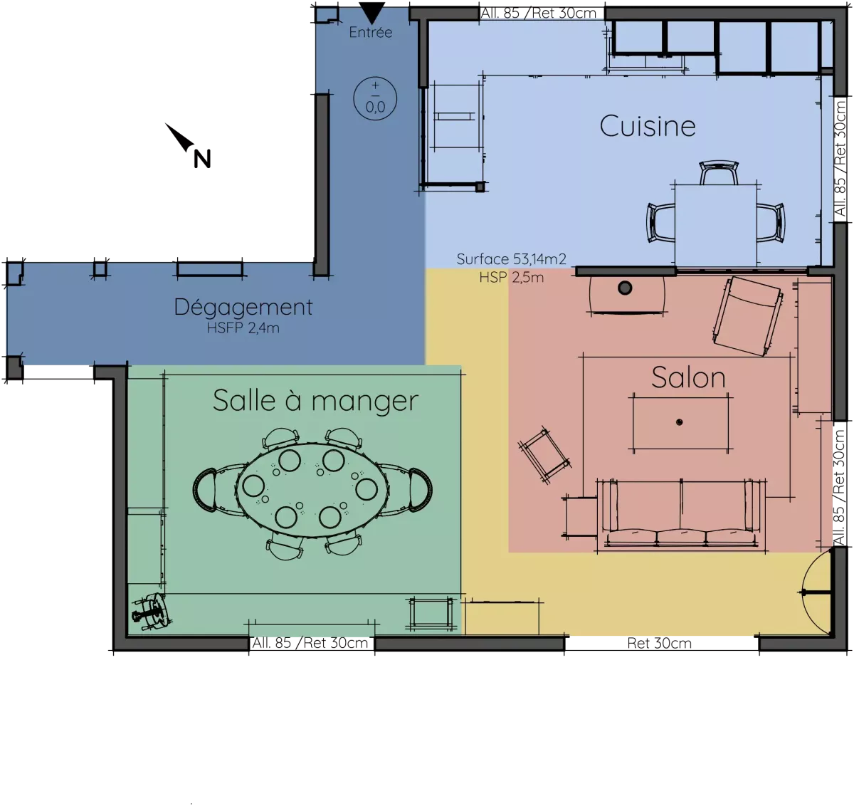 plan de zoning répartition et circulation d'un espace